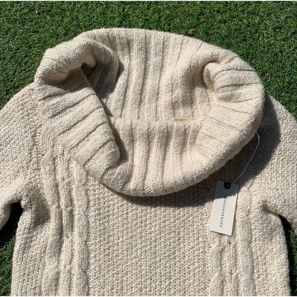 NWT Sleeping on Snow NEVES ANTHROPOLOGIE Off Shoulder cowl neck IVORY SWEATER sz - Picture 4 of 8